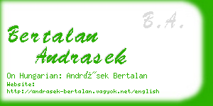 bertalan andrasek business card
